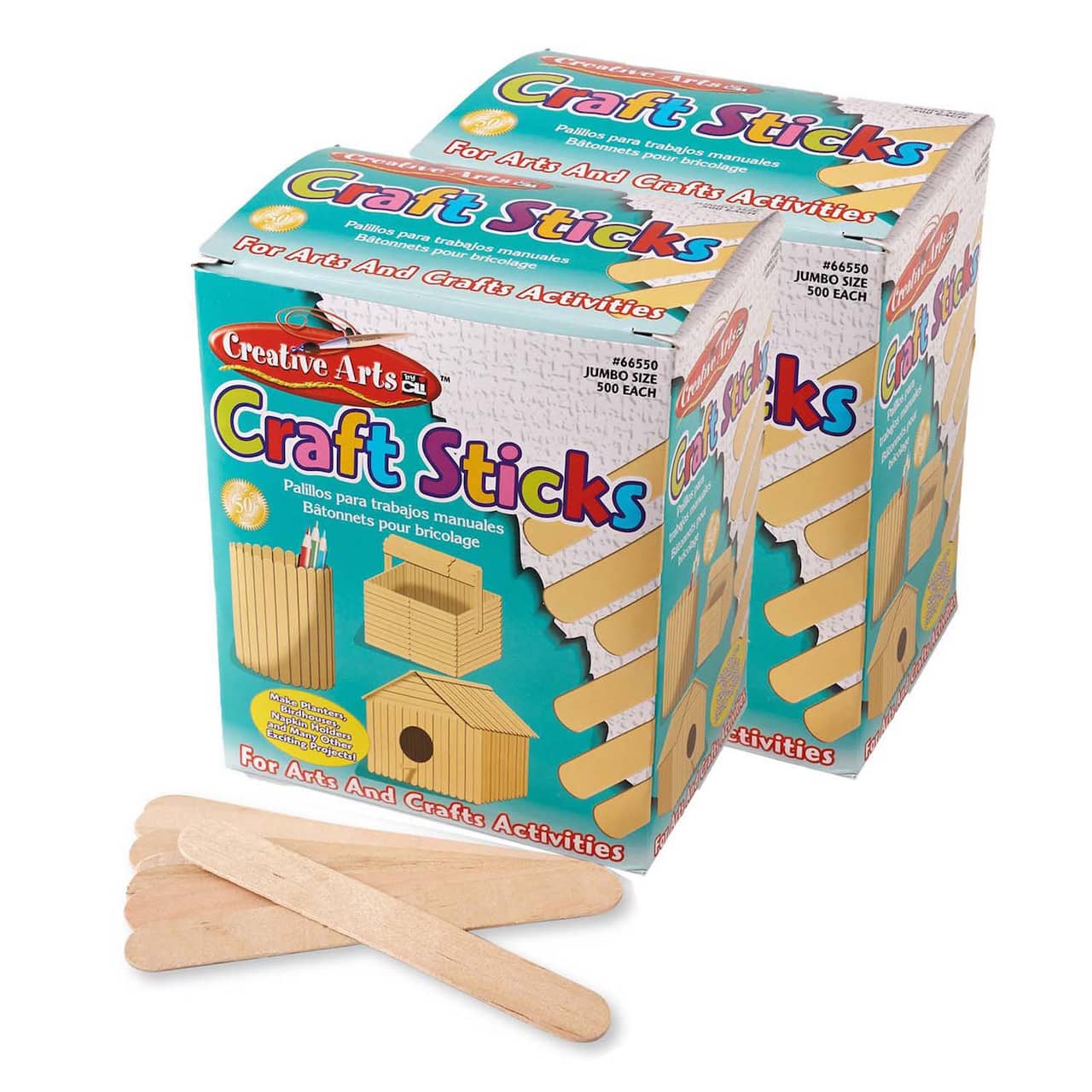 Charles Leonard Creative Arts™ Jumbo Natural Craft Sticks, 2 Packs of 500